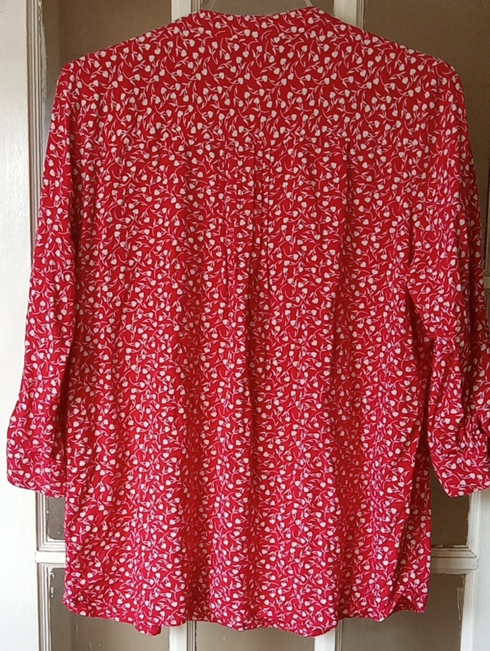 ColdWater Creek Pink-Red Button Front Floral Shirt - Picture 3 of 5